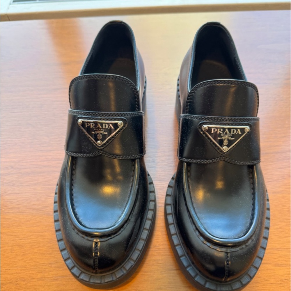 Chocolate brushed Prada loafers